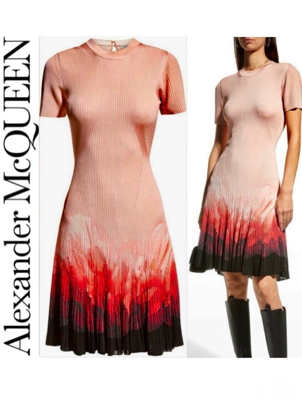 Alexander McQueen ❤️ Printed Rib-knit Dress
